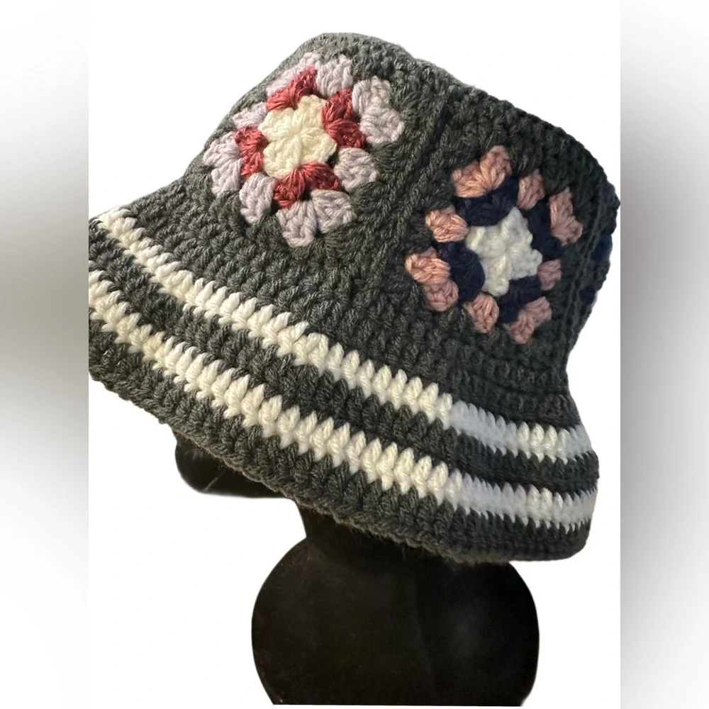 NEW Hand Crochet Boho Unisex Granny Squares Bucket Hat